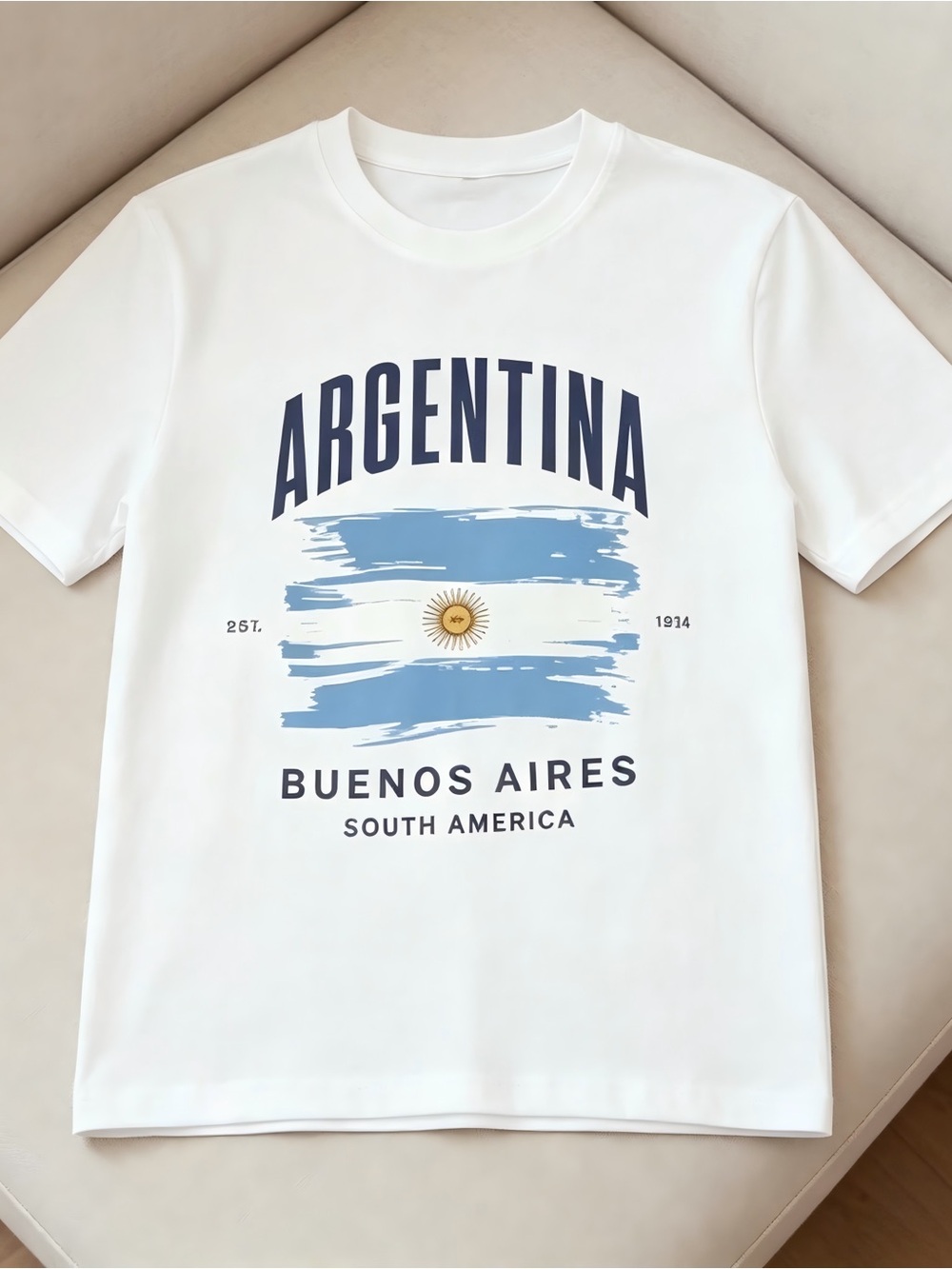 White Argentina Flag Soccer Fan Women Men T-shirt Unisex